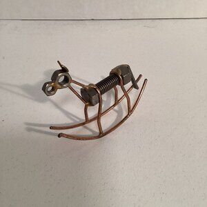 Rocking Horse Handmade Art Metal Figurine - Nut And Bolt - Small 3.5”
